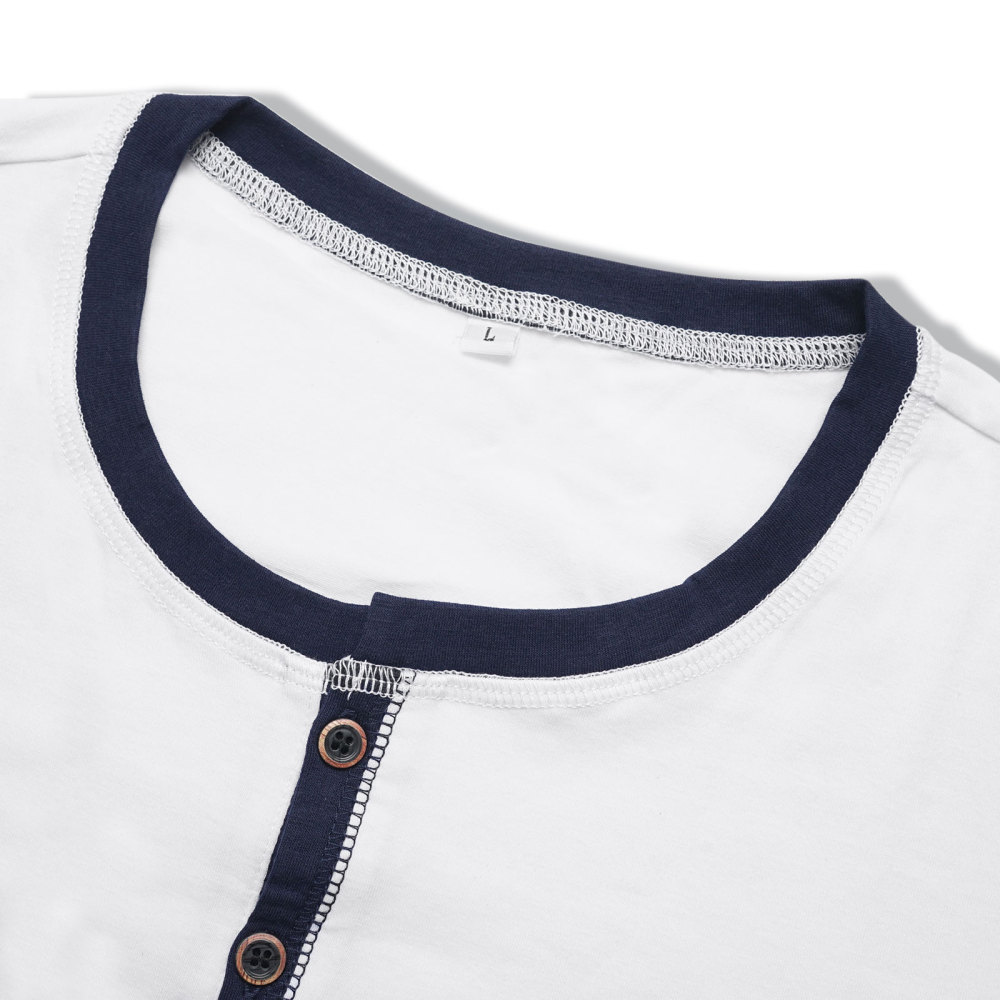 Long Sleeve T-Shirt Men's Shirt Tops Cotton V Neck Henley Shirt Tee Top T-Shirts with Button