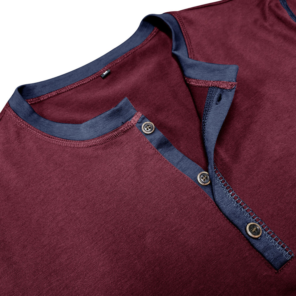 Long Sleeve T-Shirt Men's Shirt Tops Cotton V Neck Henley Shirt Tee Top T-Shirts with Button