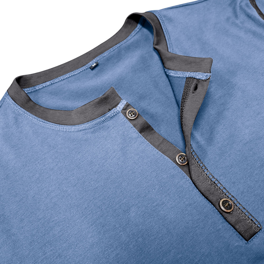 Long Sleeve T-Shirt Men's Shirt Tops Cotton V Neck Henley Shirt Tee Top T-Shirts with Button