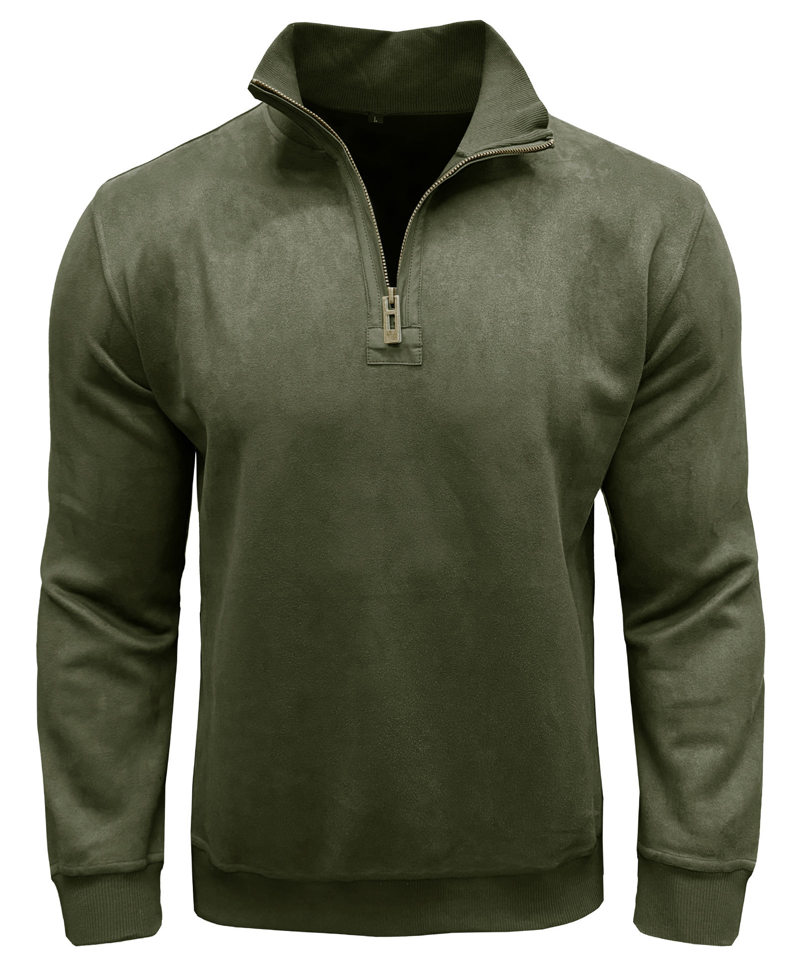 Men's Polo Pullover Quarter Zip Leather Look Sweatshirt Autumn Winter Zip Men's Long Sleeve Shirts with Collar