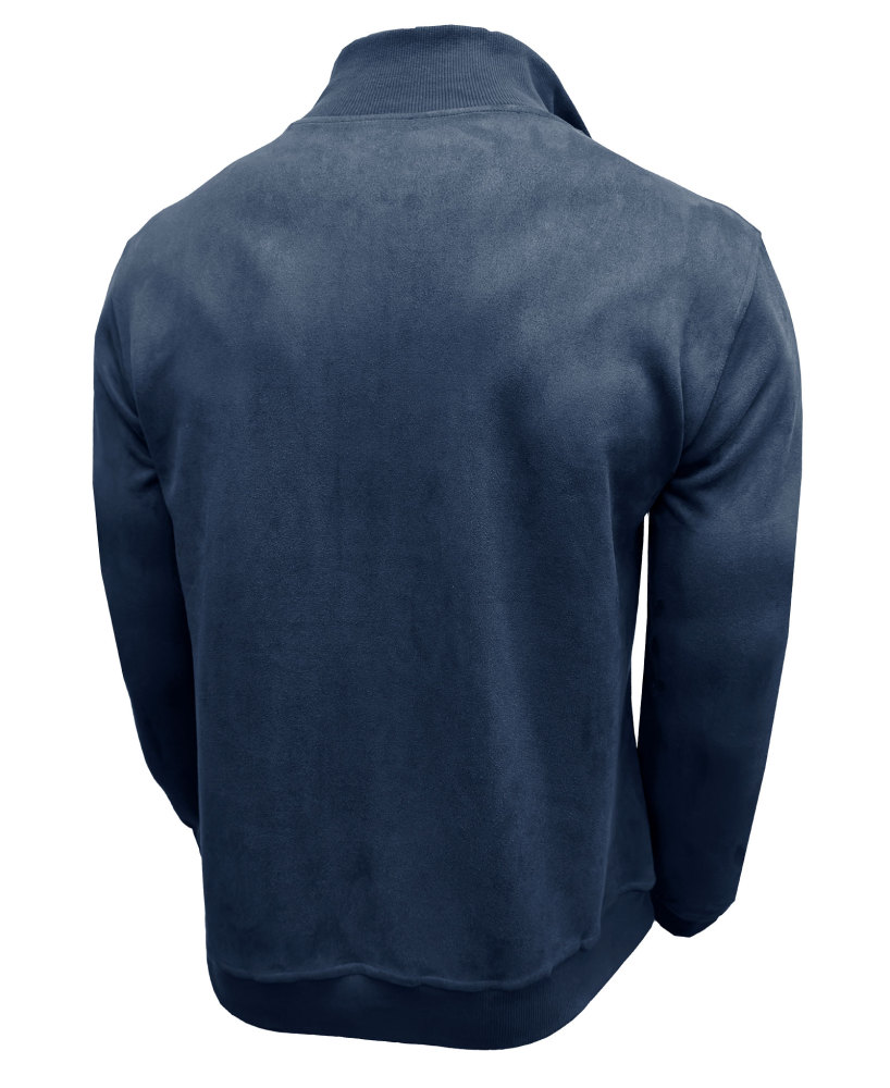 Men's Polo Pullover Quarter Zip Leather Look Sweatshirt Autumn Winter Zip Men's Long Sleeve Shirts with Collar