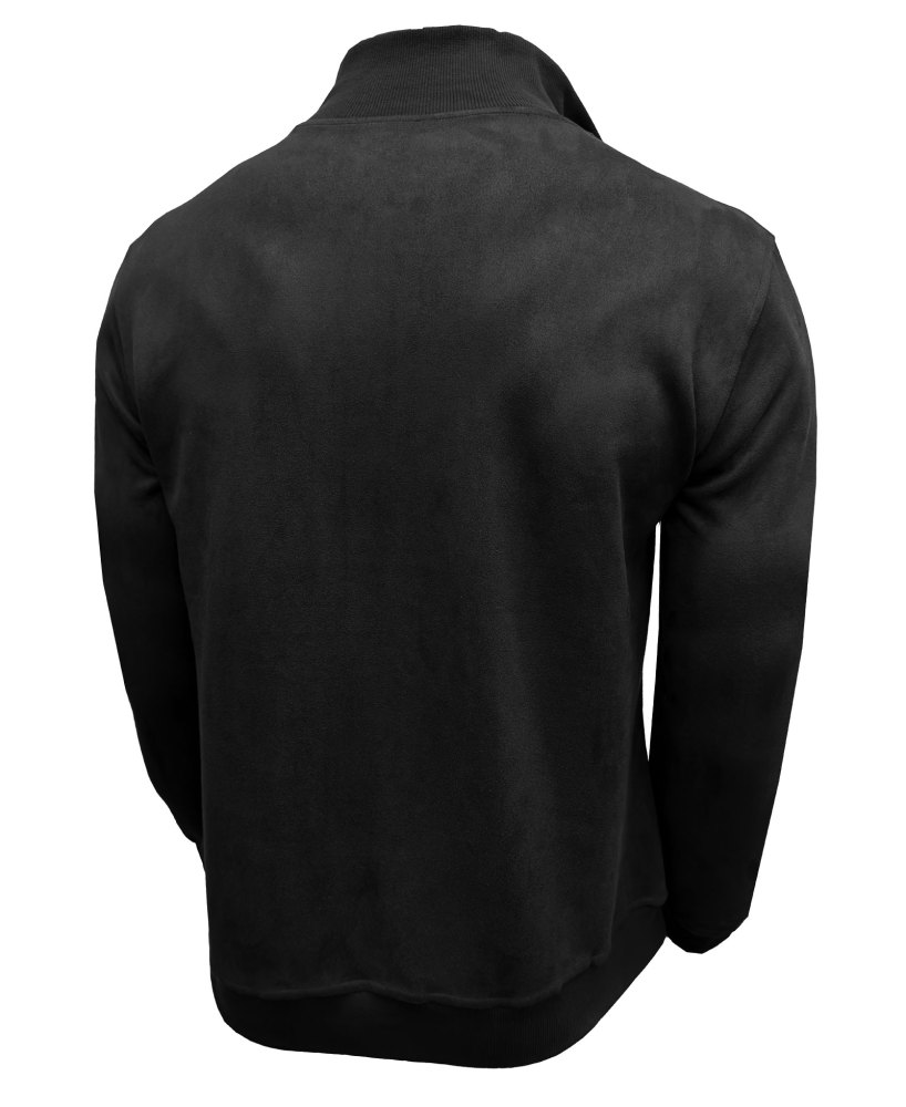 Men's Polo Pullover Quarter Zip Leather Look Sweatshirt Autumn Winter Zip Men's Long Sleeve Shirts with Collar