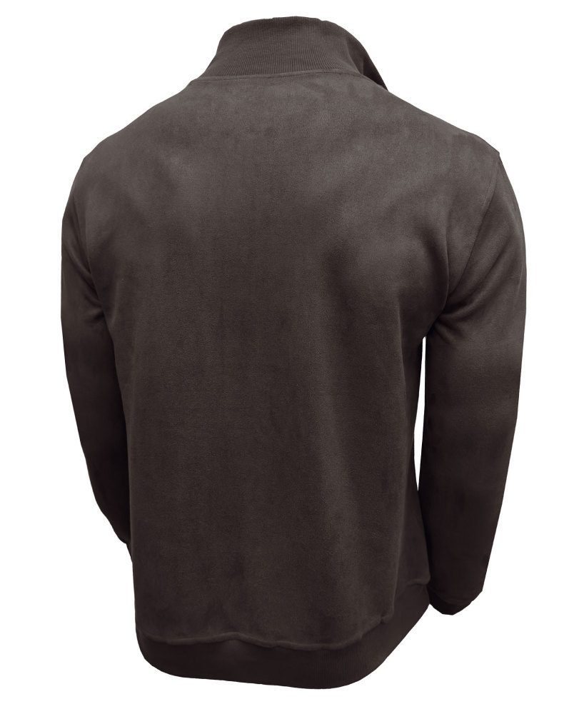 Men's Polo Pullover Quarter Zip Leather Look Sweatshirt Autumn Winter Zip Men's Long Sleeve Shirts with Collar