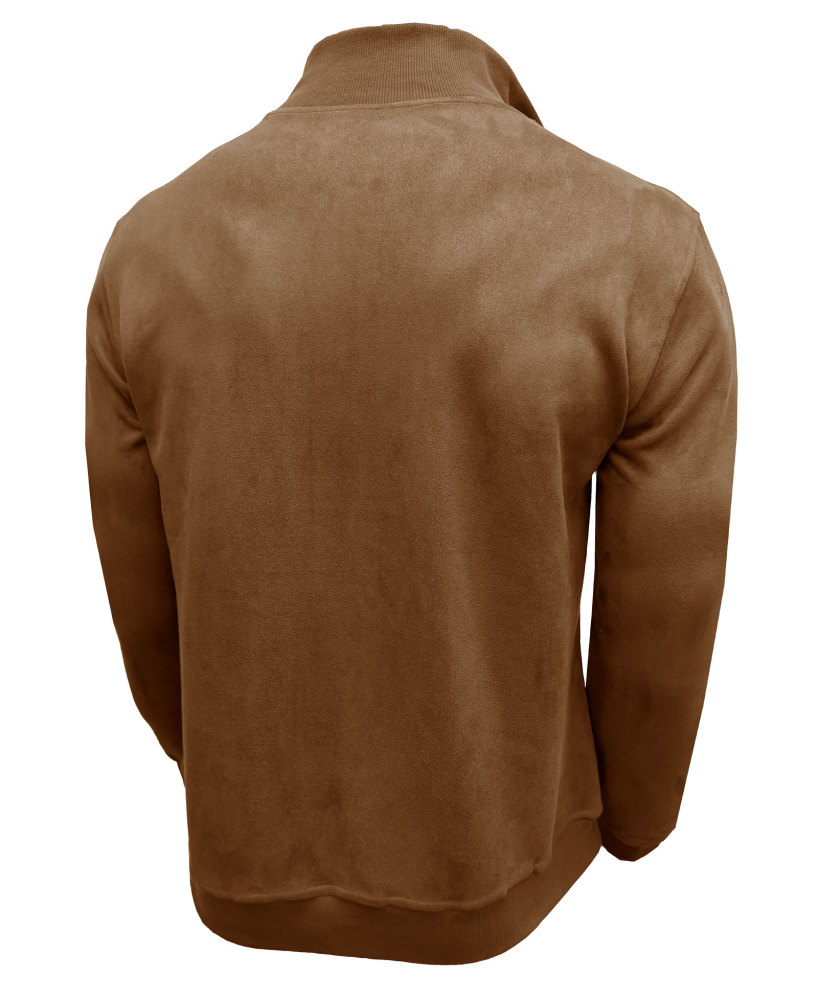 Men's Polo Pullover Quarter Zip Leather Look Sweatshirt Autumn Winter Zip Men's Long Sleeve Shirts with Collar