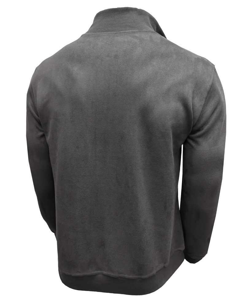 Men's Polo Pullover Quarter Zip Leather Look Sweatshirt Autumn Winter Zip Men's Long Sleeve Shirts with Collar