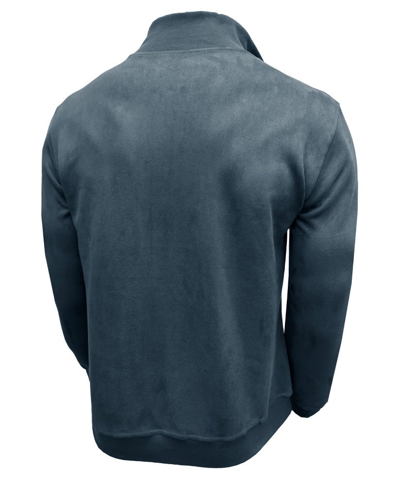 Men's Polo Pullover Quarter Zip Leather Look Sweatshirt Autumn Winter Zip Men's Long Sleeve Shirts with Collar
