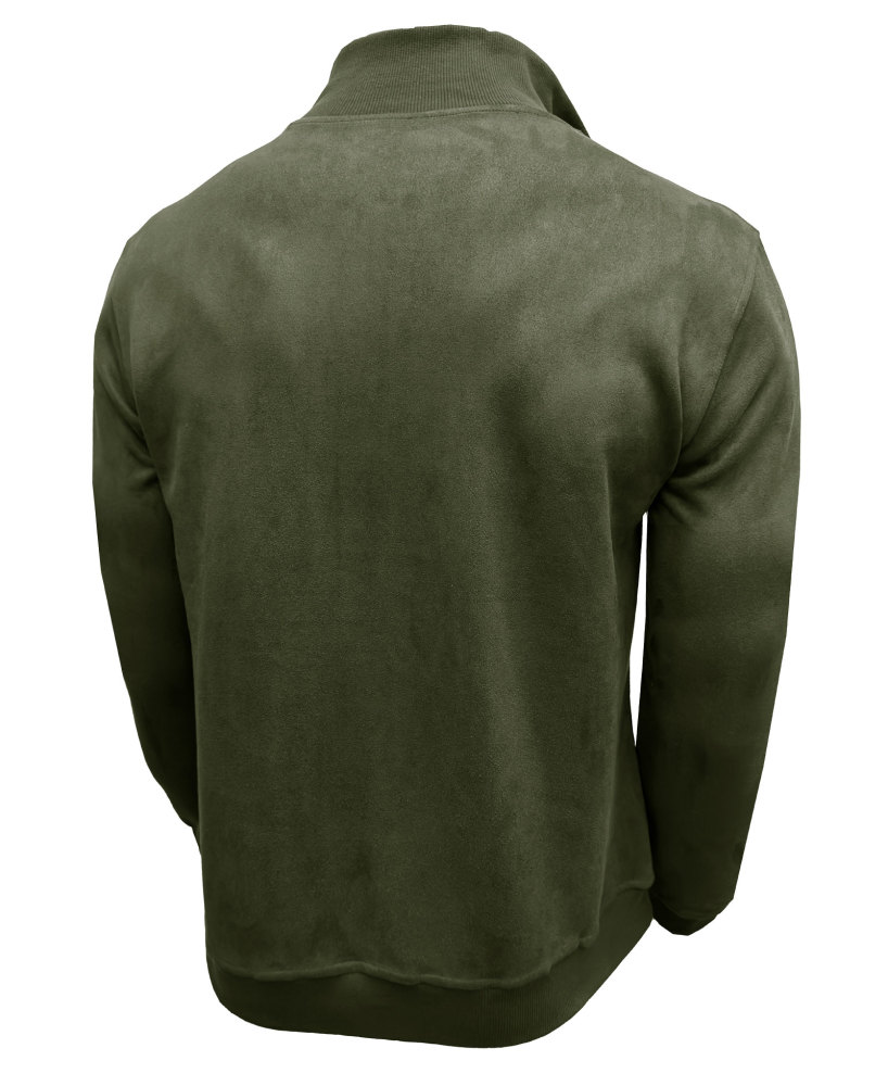 Men's Polo Pullover Quarter Zip Leather Look Sweatshirt Autumn Winter Zip Men's Long Sleeve Shirts with Collar