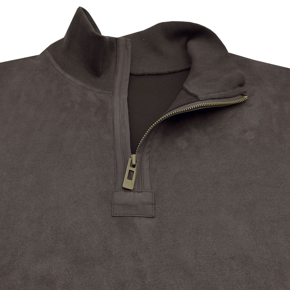 Men's Polo Pullover Quarter Zip Leather Look Sweatshirt Autumn Winter Zip Men's Long Sleeve Shirts with Collar