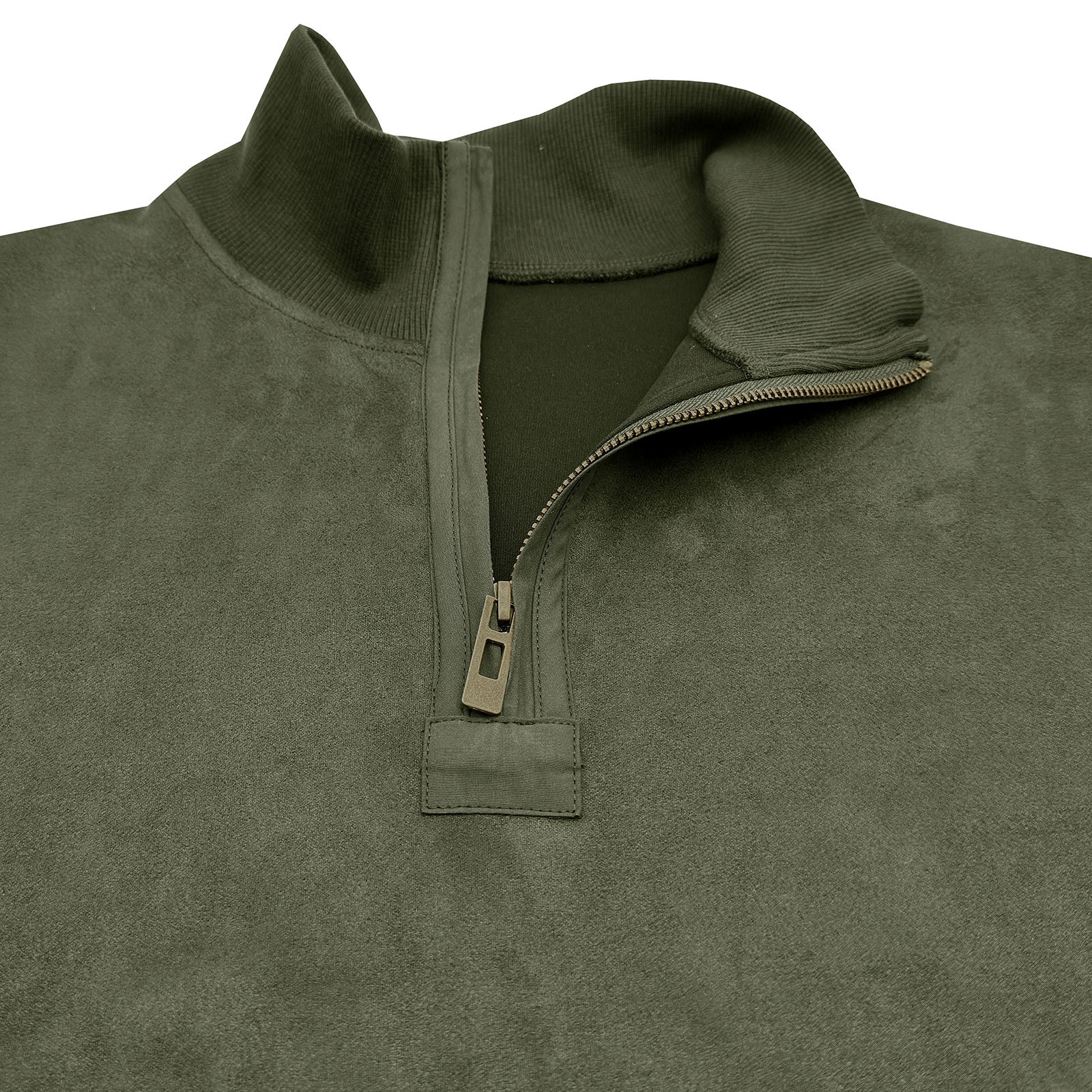 Men's Polo Pullover Quarter Zip Leather Look Sweatshirt Autumn Winter Zip Men's Long Sleeve Shirts with Collar