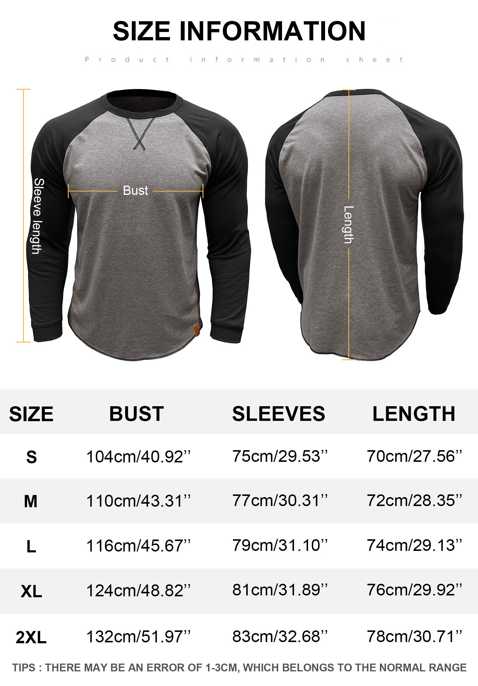 Long Sleeve Men's Long-Sleeved T-Shirt Tops Cotton Crew Neck Shirt Tee Top Long Sleeve T-Shirts