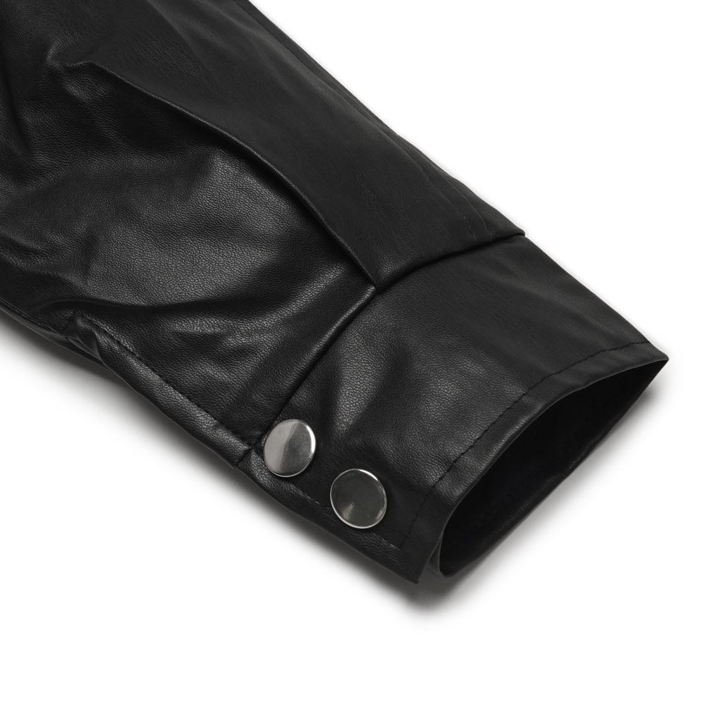 MAGIMODAC Ladies Faux-Leather Bomber Jackets Transitional Jacket Coat Fall Winter Faux-Leatherjacket Loose Fit Solid Color Cropped Coats Zipper with Pockets