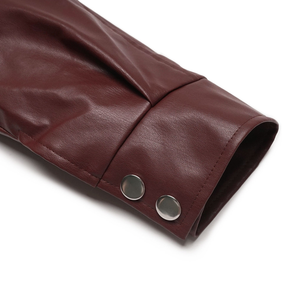 MAGIMODAC Ladies Faux-Leather Bomber Jackets Transitional Jacket Coat Fall Winter Faux-Leatherjacket Loose Fit Solid Color Cropped Coats Zipper with Pockets