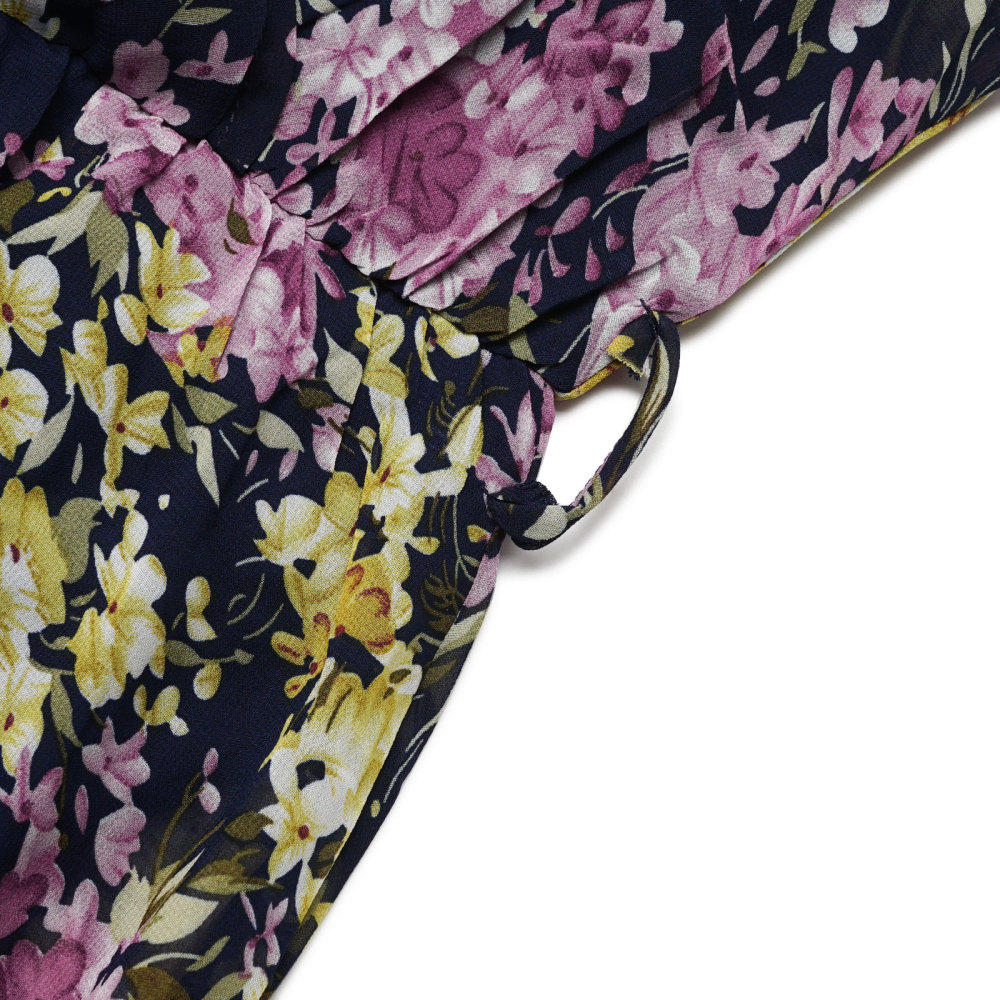 MAGIMODAC Women Summer Floral Long Dresses Casual A Line Wrap Sundress Elegant V Neck Chiffon Flowy Swing Cocktail Dress High Waist Maxi Dress