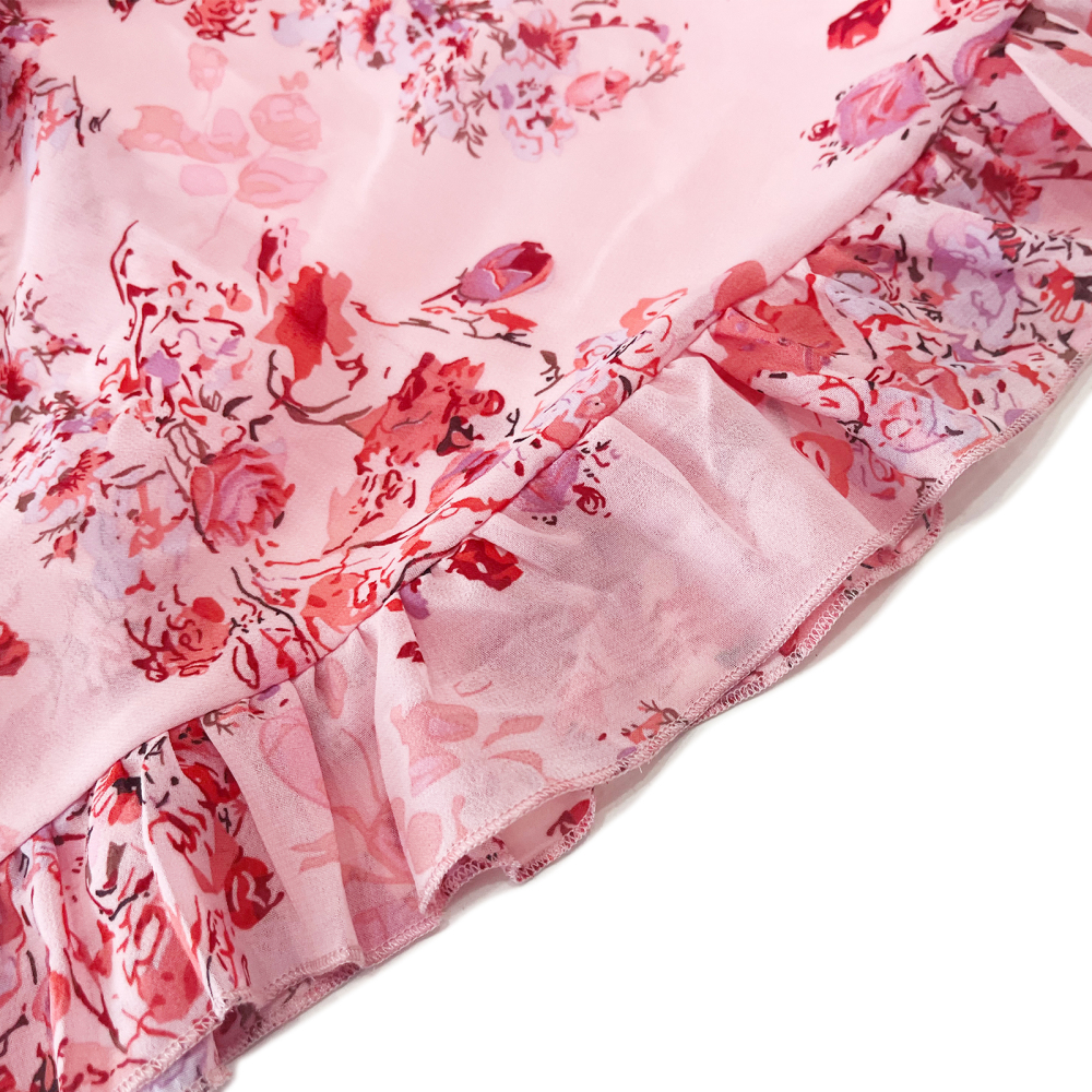 MAGIMODAC Women Summer Floral Mini Dresses Casual A Line Short Wrap Sundress Elegant V Neck Chiffon Flowy Swing Cocktail Dress High Waist Fit