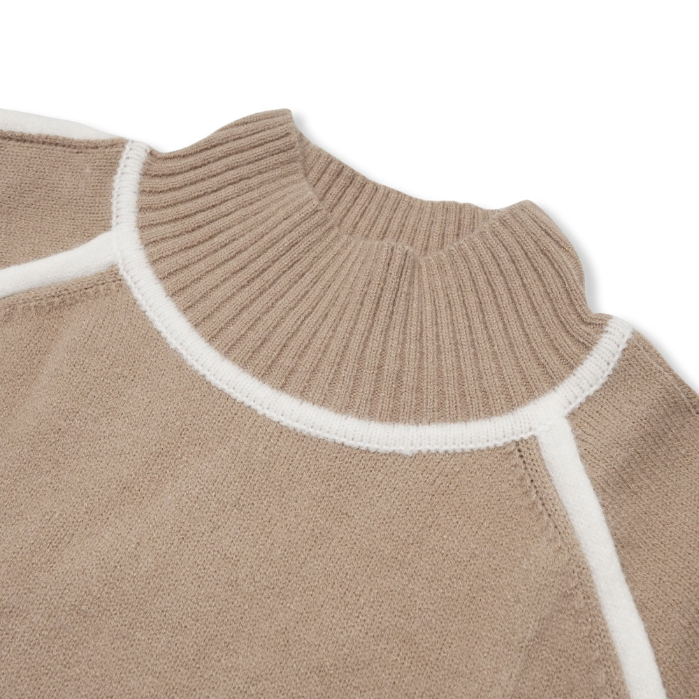 MAGIMODAC Ladies Winter Sweater Knit Jumper with Stand-Up Collar Elegant Long-Sleeved Knitted Pullover Warm Outdoor Casual Loose Fit Knitwears