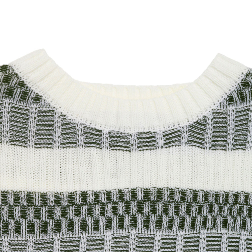 MAGIMODAC Ladies Sweaters Striped Jumper Crew Neck Knitted Sweater Casual Lightweight Fine Knit Pullover Tops Long Sleeve Knitwears Loose Fit Winter