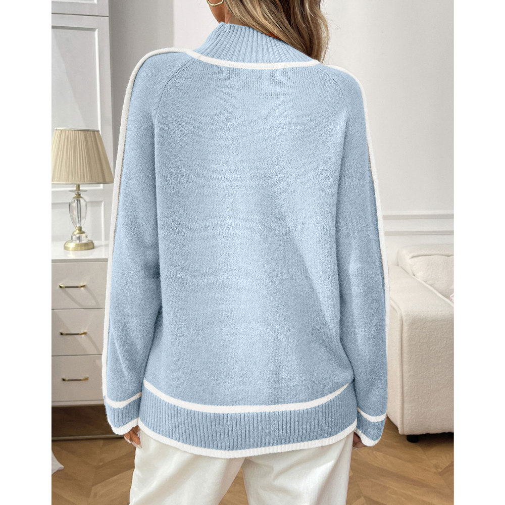 MAGIMODAC Ladies Winter Sweater Knit Jumper with Stand-Up Collar Elegant Long-Sleeved Knitted Pullover Warm Outdoor Casual Loose Fit Knitwears