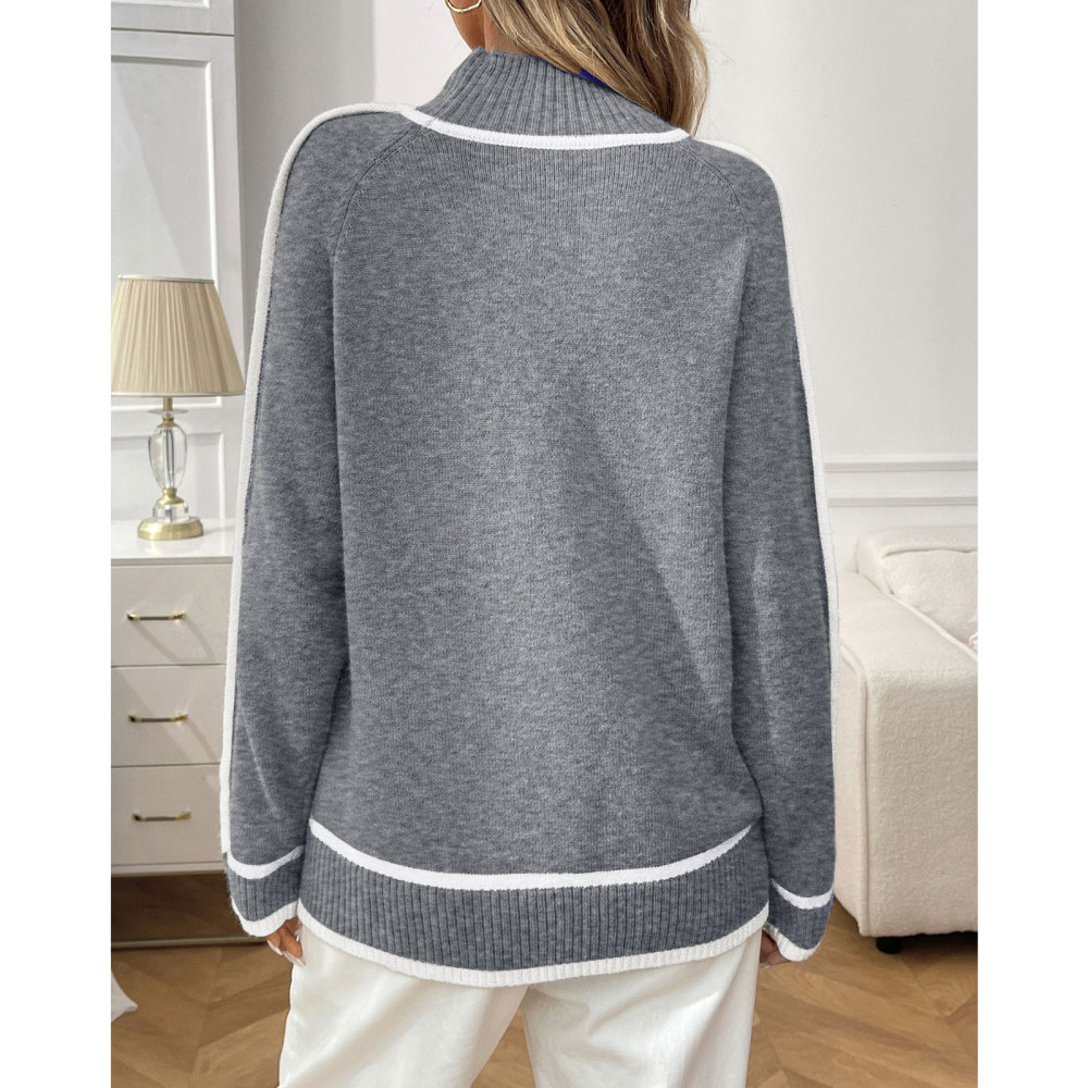 MAGIMODAC Ladies Winter Sweater Knit Jumper with Stand-Up Collar Elegant Long-Sleeved Knitted Pullover Warm Outdoor Casual Loose Fit Knitwears
