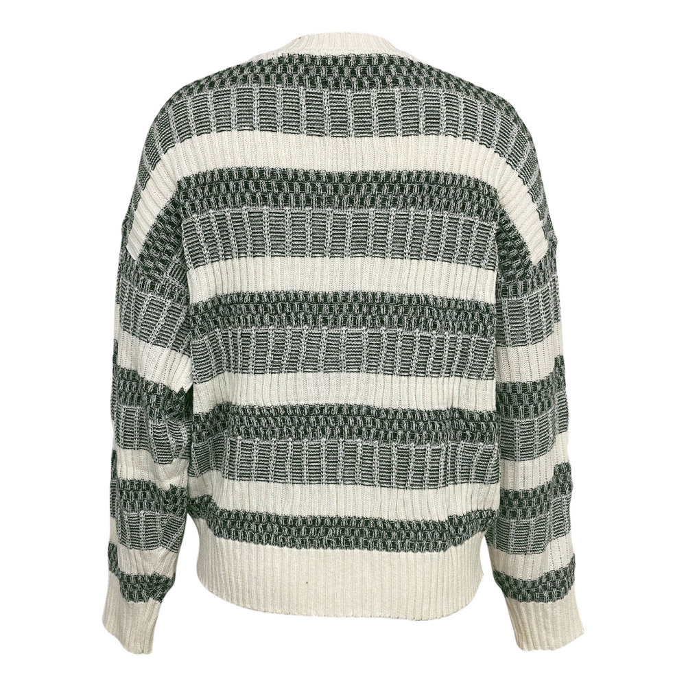 MAGIMODAC Ladies Sweaters Striped Jumper Crew Neck Knitted Sweater Casual Lightweight Fine Knit Pullover Tops Long Sleeve Knitwears Loose Fit Winter