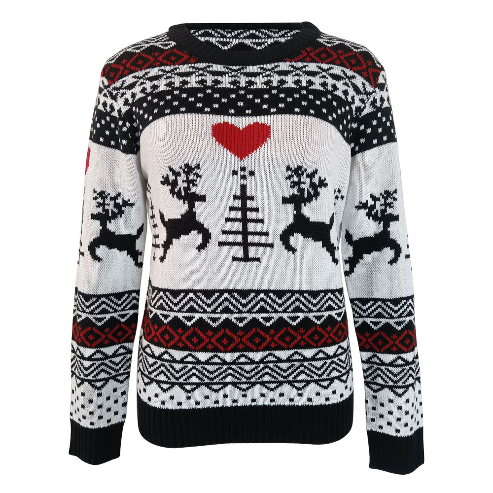 MAGIMODAC Ladies Christmas Sweaters Funny Jumper Reindeer Snowflake Sweater Classic Long Sleeve Jumpers Xmas Crew Neck Knitted Pullover Winter Slim Fit