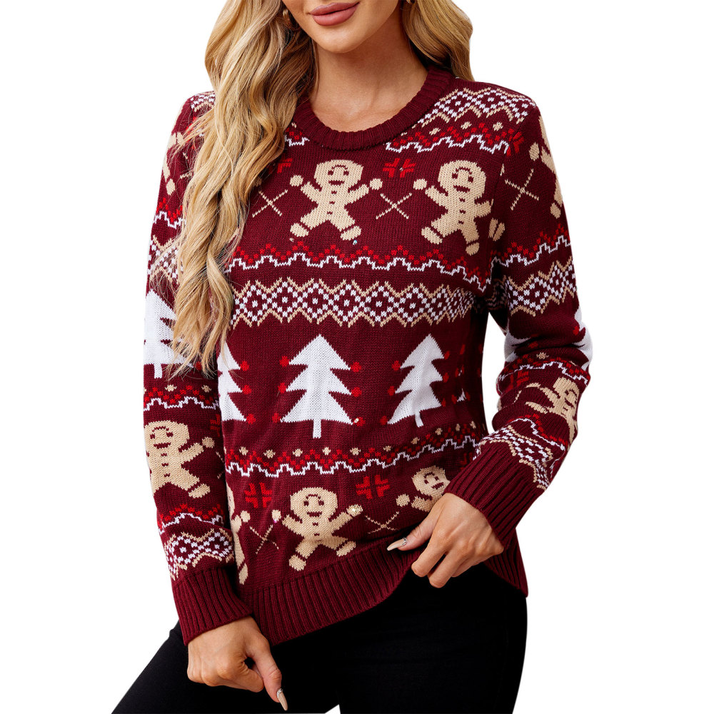 MAGIMODAC Ladies Christmas Sweaters Funny Jumper Reindeer Snowflake Sweater Classic Long Sleeve Jumpers Xmas Crew Neck Knitted Pullover Winter Slim Fit