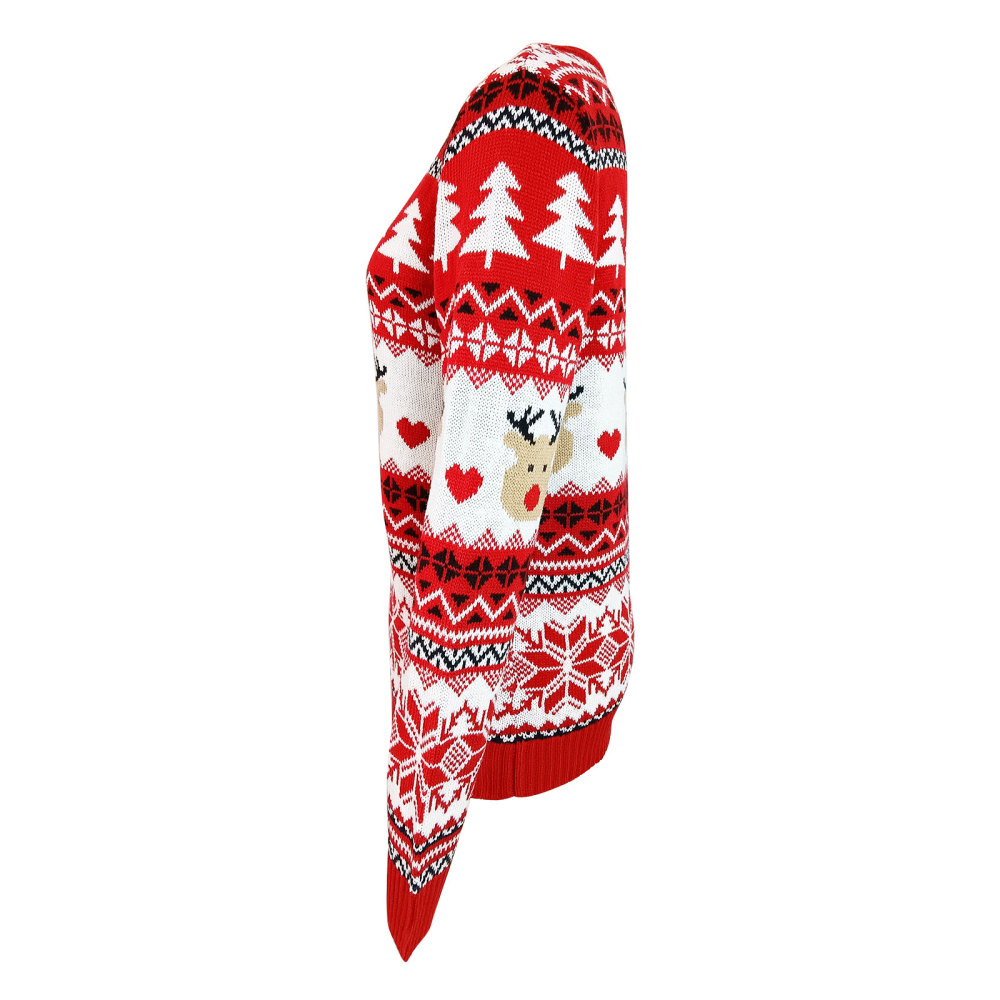 MAGIMODAC Ladies Christmas Sweaters Funny Jumper Reindeer Snowflake Sweater Classic Long Sleeve Jumpers Xmas Crew Neck Knitted Pullover Winter Slim Fit