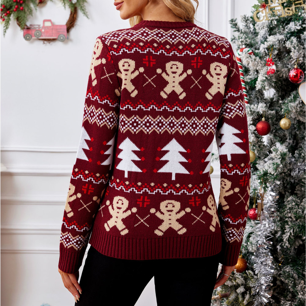 MAGIMODAC Ladies Christmas Sweaters Funny Jumper Reindeer Snowflake Sweater Classic Long Sleeve Jumpers Xmas Crew Neck Knitted Pullover Winter Slim Fit