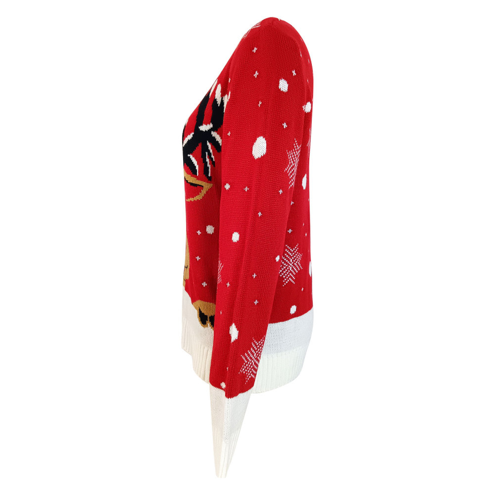 MAGIMODAC Ladies Christmas Sweaters Funny Jumper Reindeer Snowflake Sweater Classic Long Sleeve Jumpers Xmas Crew Neck Knitted Pullover Winter Slim Fit