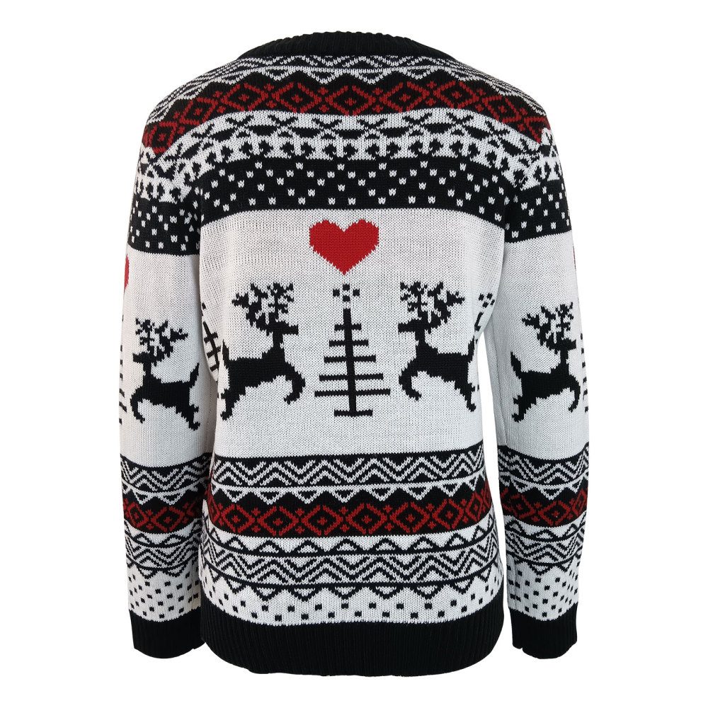MAGIMODAC Ladies Christmas Sweaters Funny Jumper Reindeer Snowflake Sweater Classic Long Sleeve Jumpers Xmas Crew Neck Knitted Pullover Winter Slim Fit