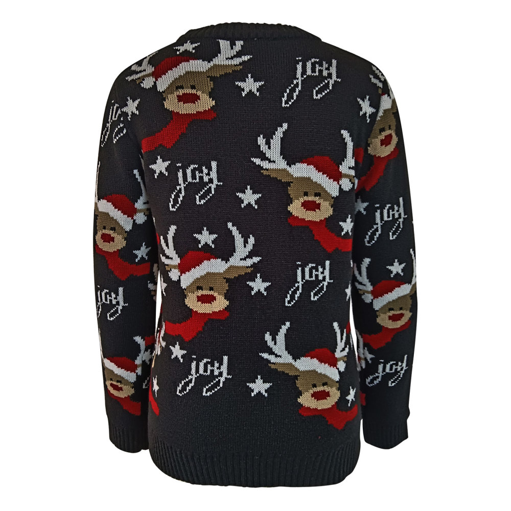 MAGIMODAC Ladies Christmas Sweaters Funny Jumper Reindeer Snowflake Sweater Classic Long Sleeve Jumpers Xmas Crew Neck Knitted Pullover Winter Slim Fit