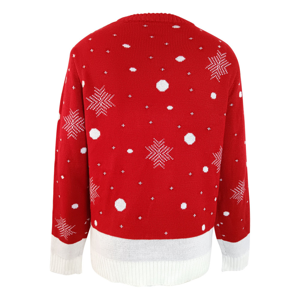 MAGIMODAC Ladies Christmas Sweaters Funny Jumper Reindeer Snowflake Sweater Classic Long Sleeve Jumpers Xmas Crew Neck Knitted Pullover Winter Slim Fit