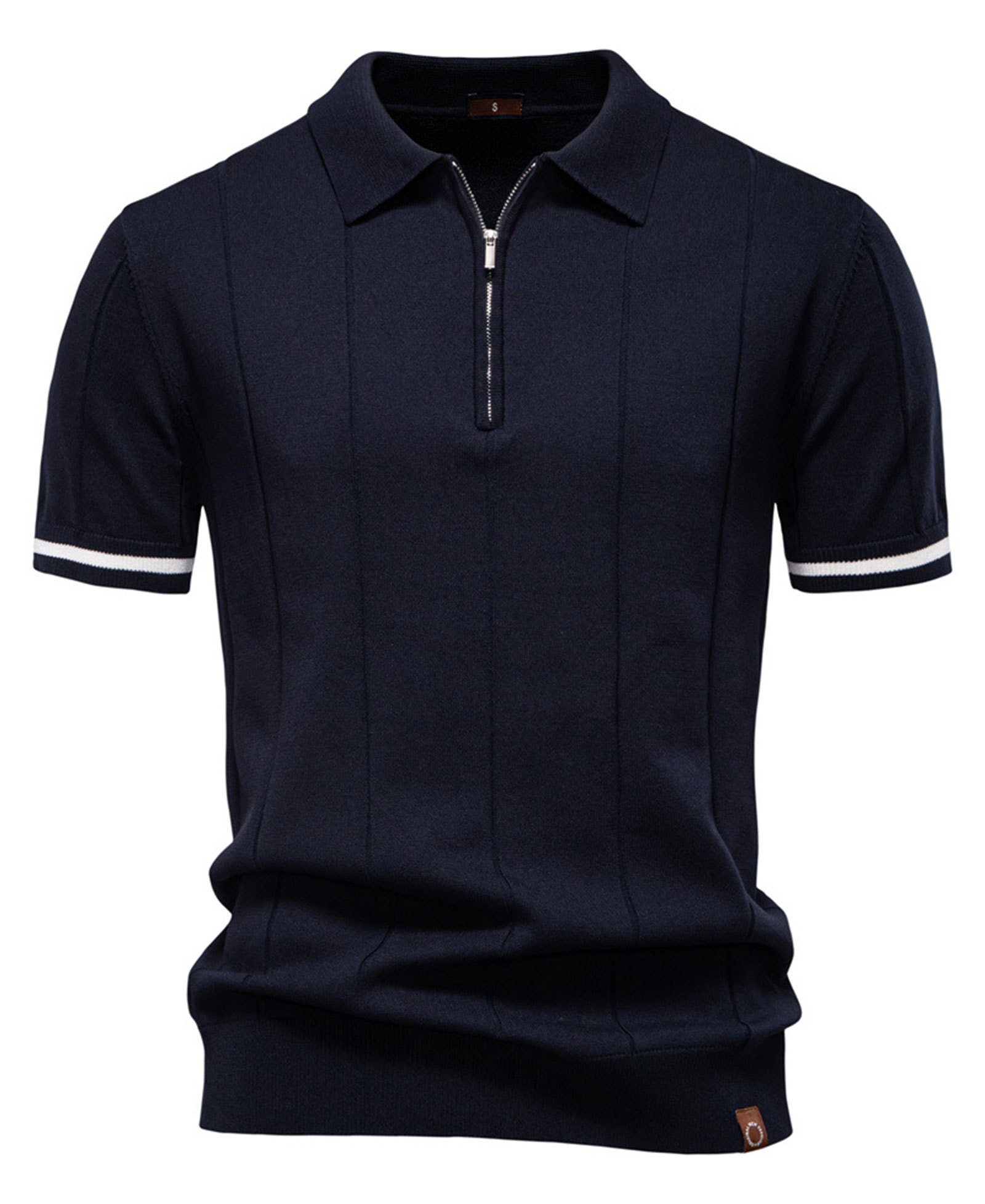 MAGIMODAC Mens Zipper Knit Polo Shirts Short Sleeve Classic T-Shirt Summer Half Zip Poloshirt Solid Color Tee Shirt