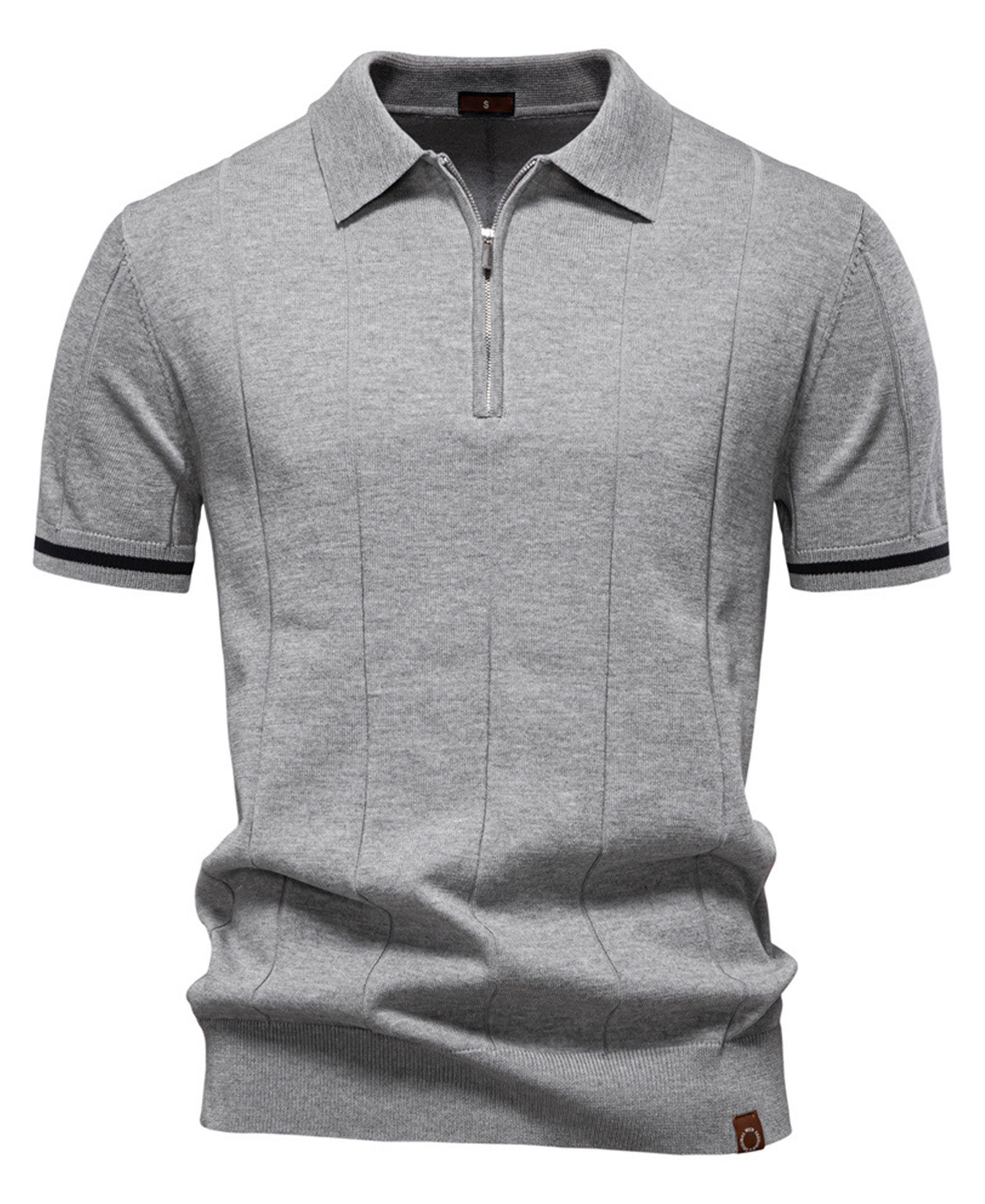 MAGIMODAC Mens Zipper Knit Polo Shirts Short Sleeve Classic T-Shirt Summer Half Zip Poloshirt Solid Color Tee Shirt
