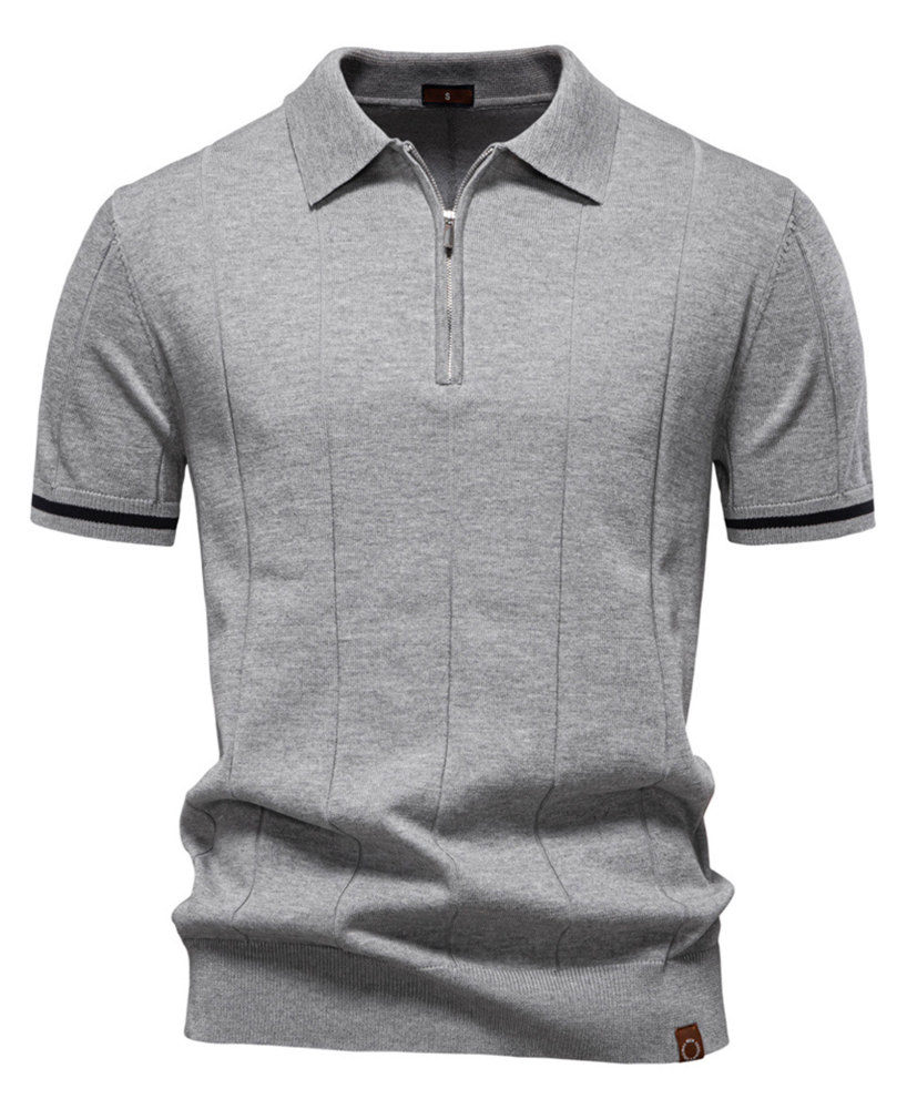 MAGIMODAC Mens Zipper Knit Polo Shirts Short Sleeve Classic T-Shirt Summer Half Zip Poloshirt Solid Color Tee Shirt