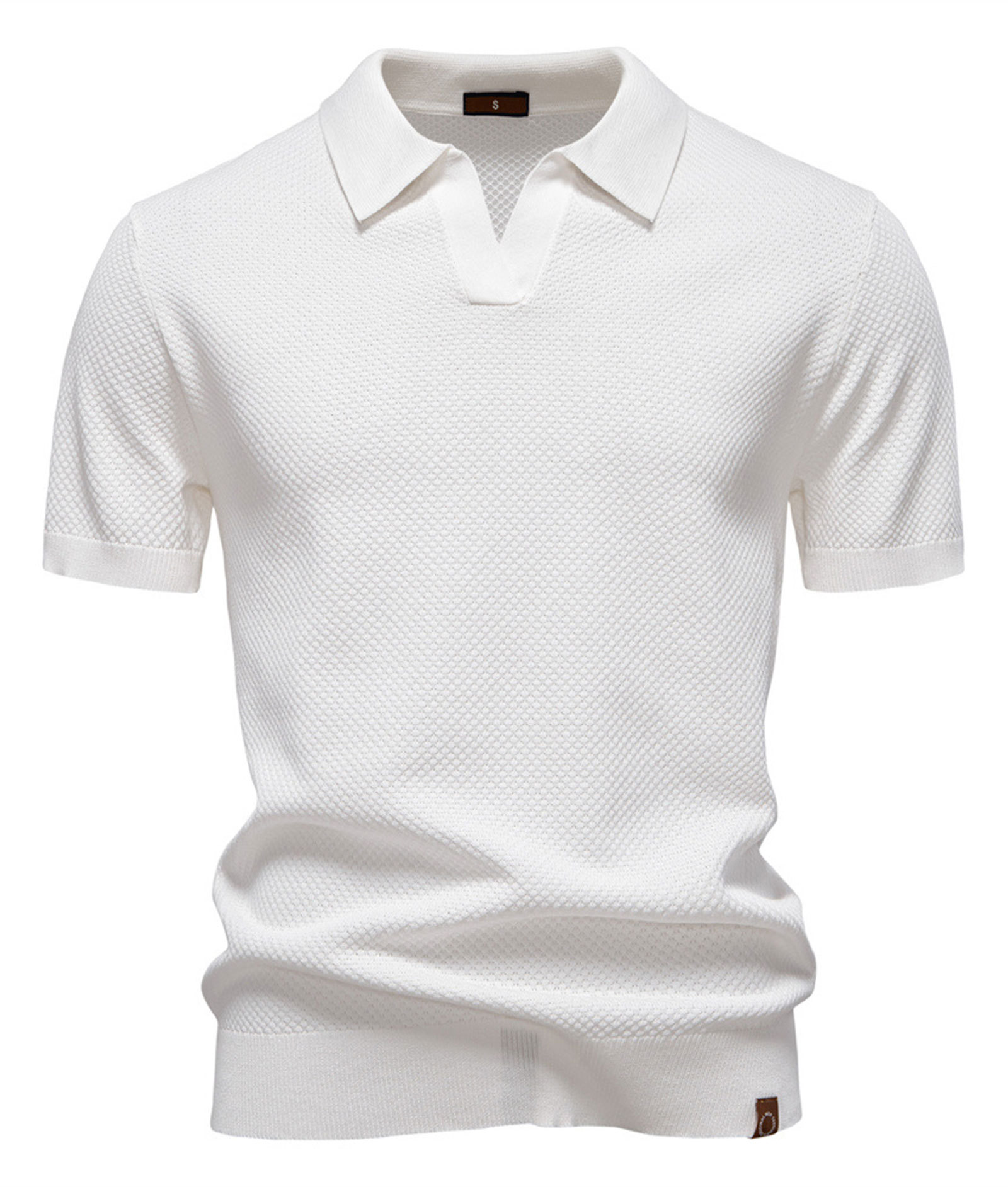 MAGIMODAC Mens Knit Polo Summer Shirts Short Sleeve T-Shirt Stylish V Neck Buttonless Tshirt Lightweight Knitted Shirts