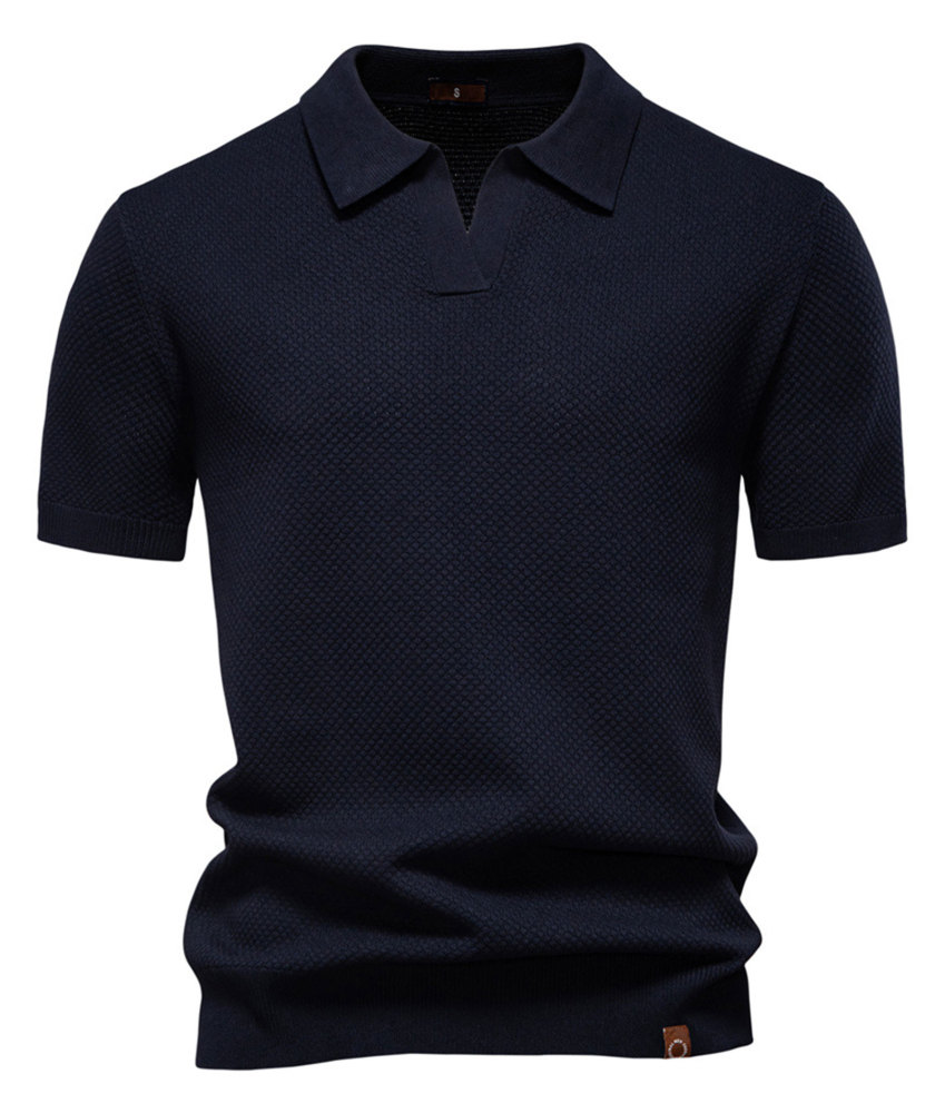 MAGIMODAC Mens Knit Polo Summer Shirts Short Sleeve T-Shirt Stylish V Neck Buttonless Tshirt Lightweight Knitted Shirts