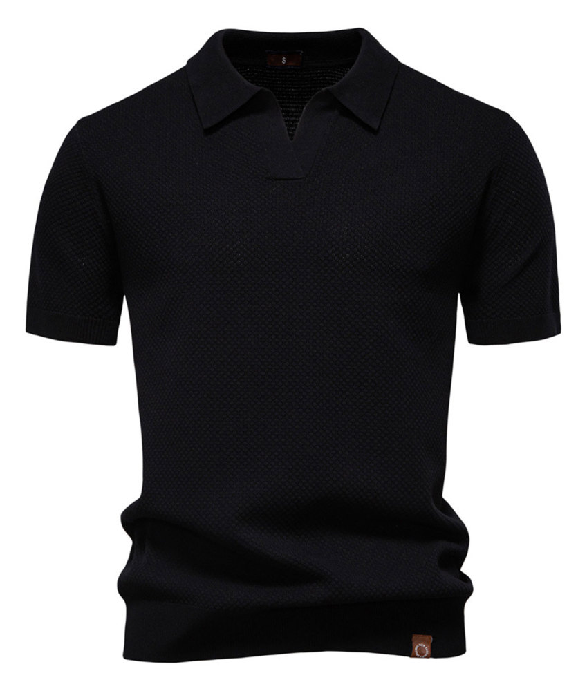 MAGIMODAC Mens Knit Polo Summer Shirts Short Sleeve T-Shirt Stylish V Neck Buttonless Tshirt Lightweight Knitted Shirts
