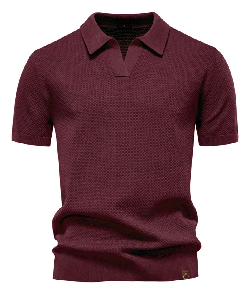 MAGIMODAC Mens Knit Polo Summer Shirts Short Sleeve T-Shirt Stylish V Neck Buttonless Tshirt Lightweight Knitted Shirts