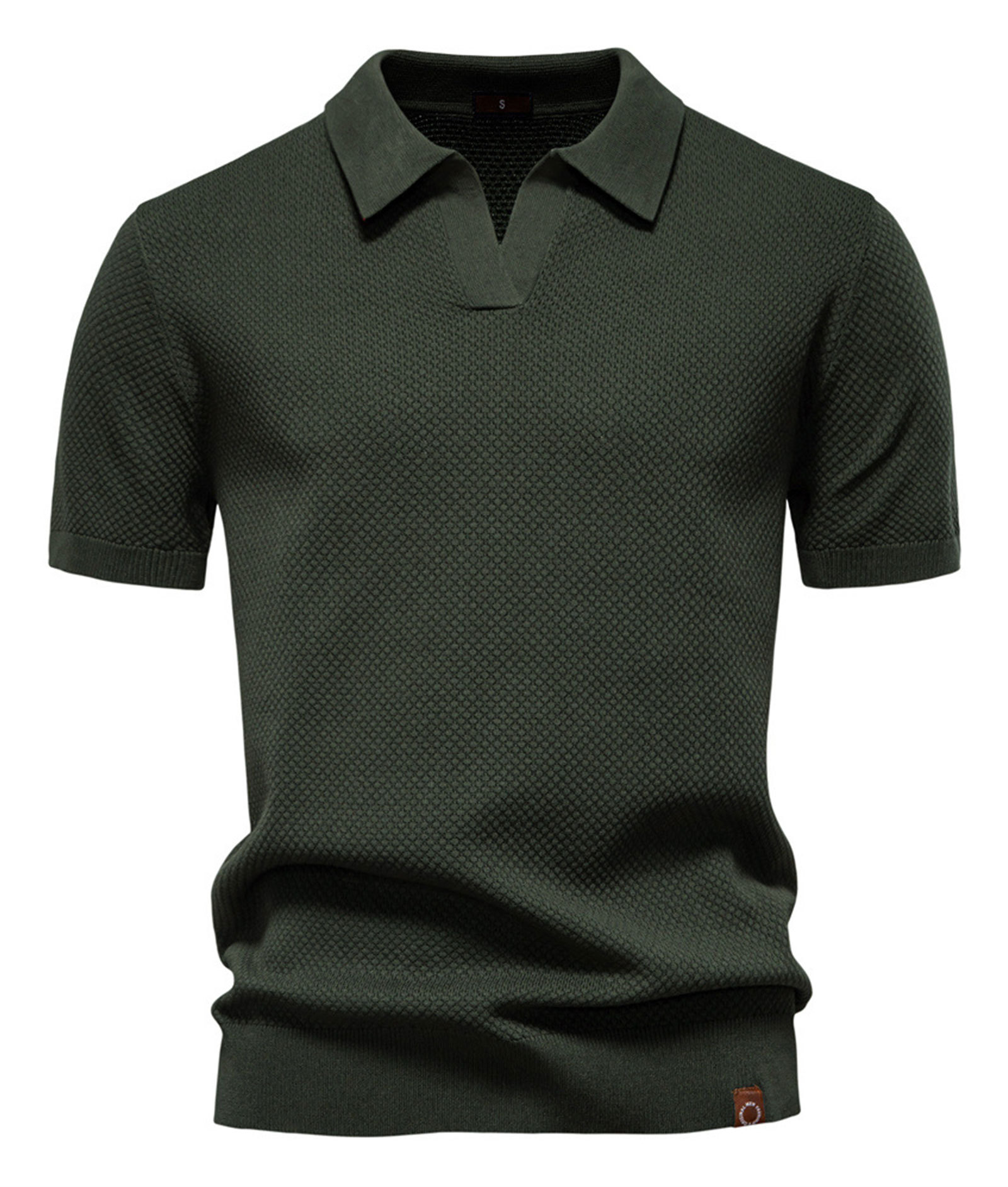 MAGIMODAC Mens Knit Polo Summer Shirts Short Sleeve T-Shirt Stylish V Neck Buttonless Tshirt Lightweight Knitted Shirts