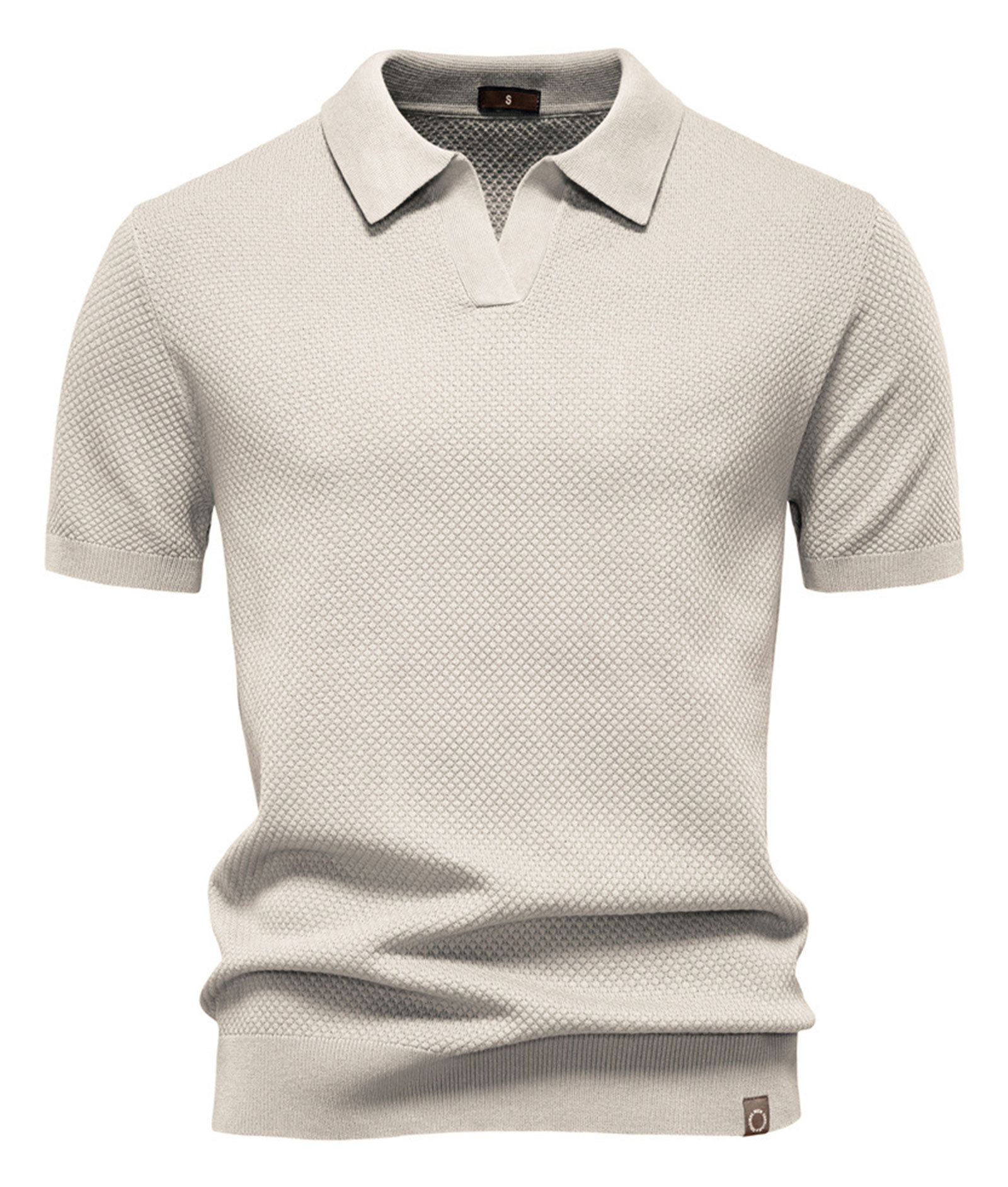 Mens Knit Polo Summer Shirts Short Sleeve T-Shirt Stylish V Neck Buttonless Tshirt Lightweight Knitted Shirts