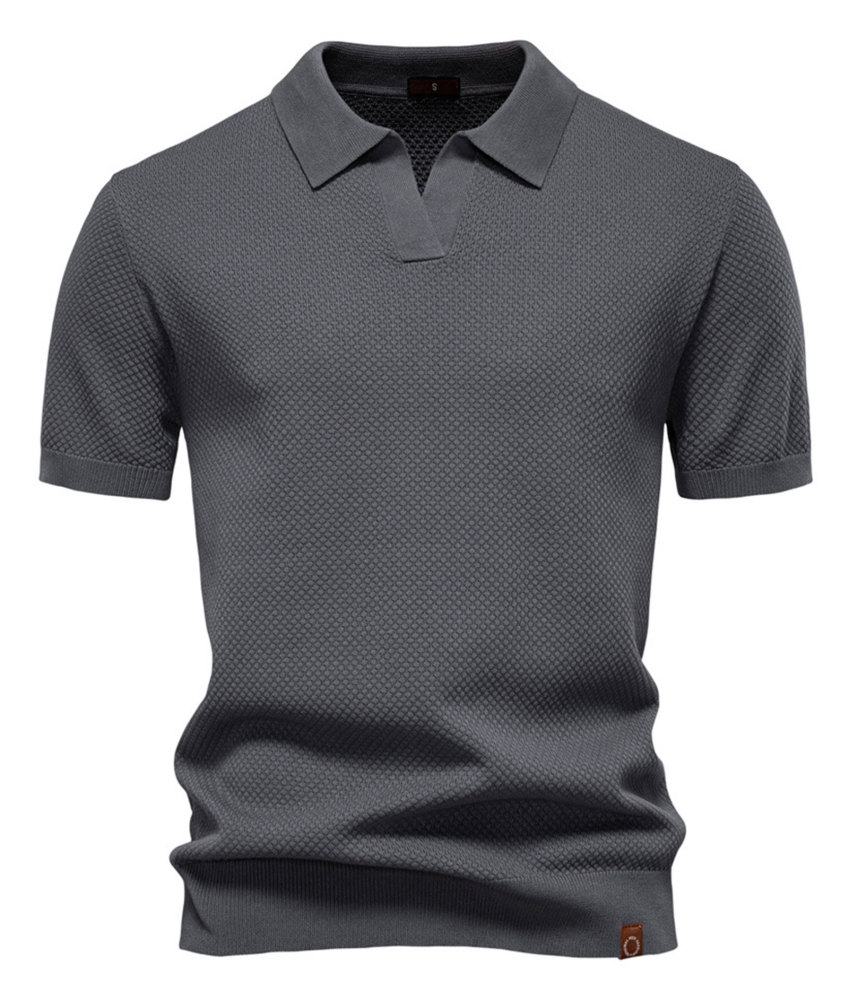 MAGIMODAC Mens Knit Polo Summer Shirts Short Sleeve T-Shirt Stylish V Neck Buttonless Tshirt Lightweight Knitted Shirts