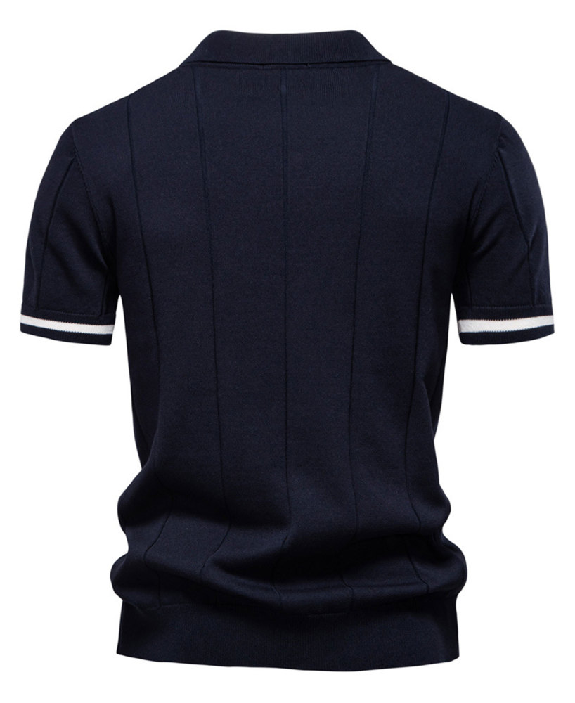 MAGIMODAC Mens Zipper Knit Polo Shirts Short Sleeve Classic T-Shirt Summer Half Zip Poloshirt Solid Color Tee Shirt