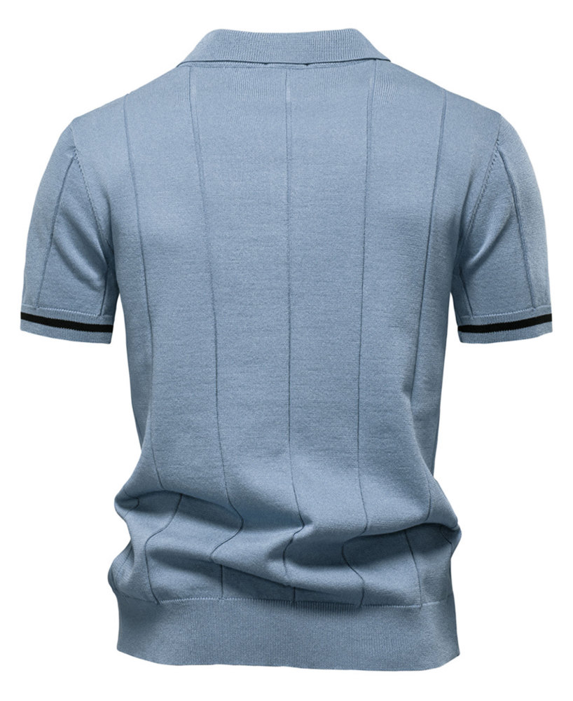 MAGIMODAC Mens Zipper Knit Polo Shirts Short Sleeve Classic T-Shirt Summer Half Zip Poloshirt Solid Color Tee Shirt