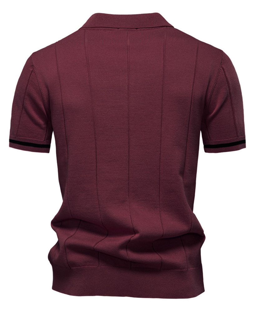 Zipper Knit Polo Shirts Men's Short Sleeve Classic T-Shirt Summer Half Zip Poloshirt Solid Color Tee Shirts