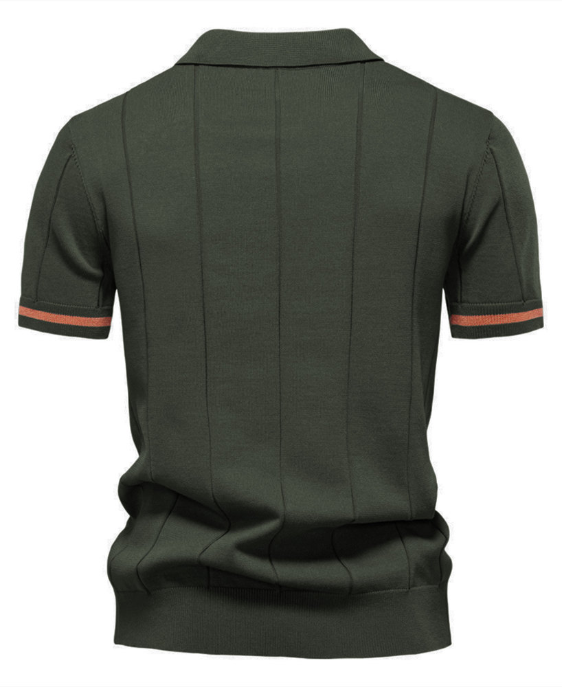 Zipper Knit Polo Shirts Men's Short Sleeve Classic T-Shirt Summer Half Zip Poloshirt Solid Color Tee Shirts