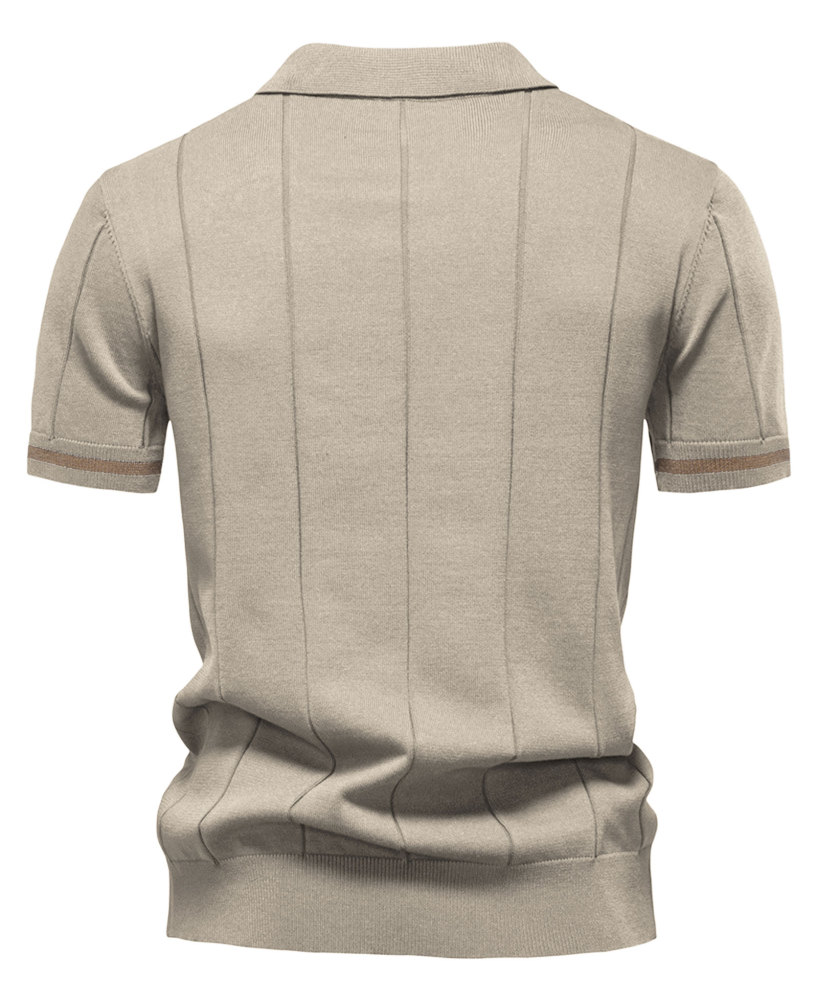 Zipper Knit Polo Shirts Men's Short Sleeve Classic T-Shirt Summer Half Zip Poloshirt Solid Color Tee Shirts