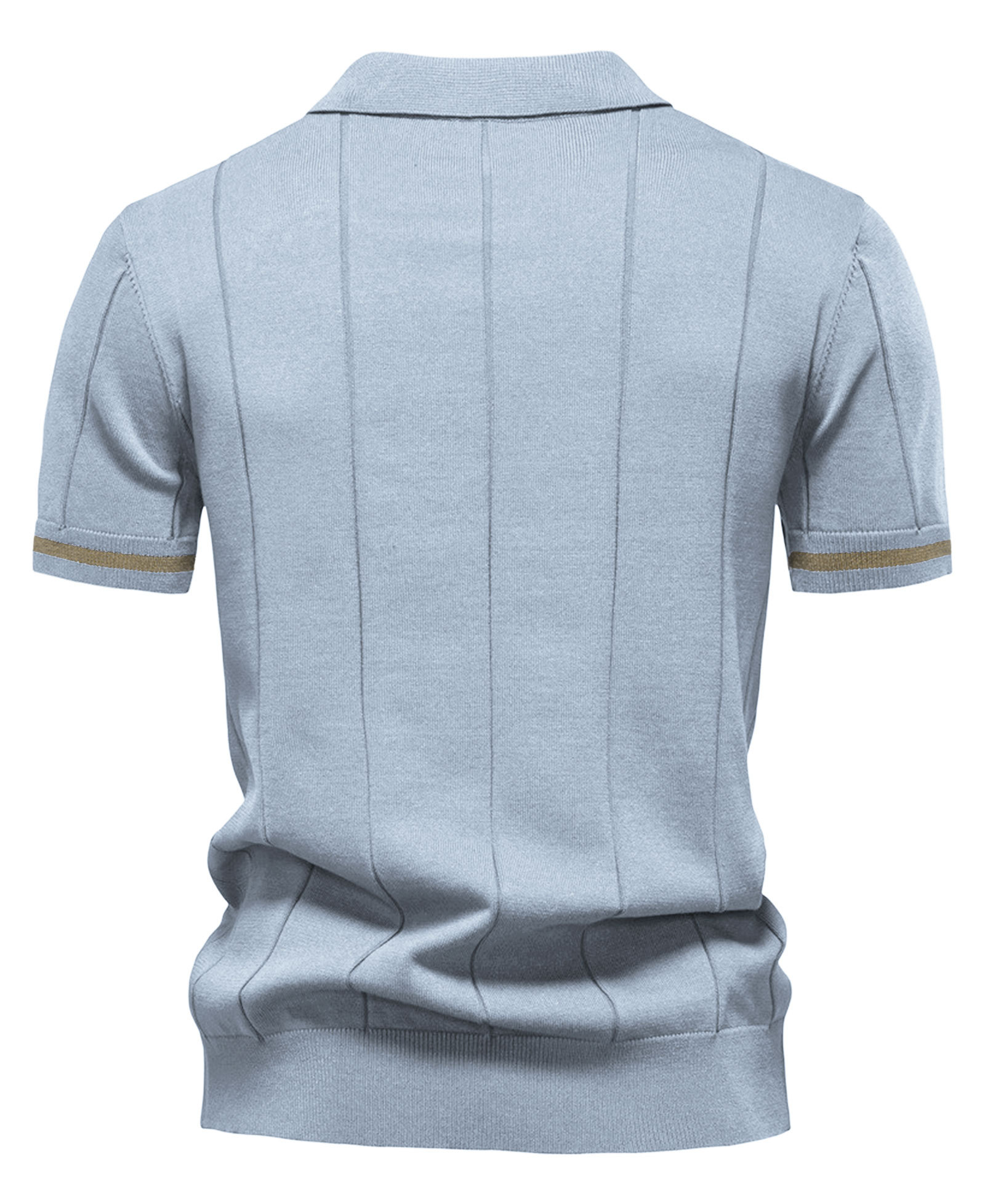 Zipper Knit Polo Shirts Men's Short Sleeve Classic T-Shirt Summer Half Zip Poloshirt Solid Color Tee Shirts