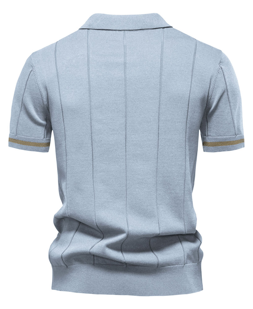 Zipper Knit Polo Shirts Men's Short Sleeve Classic T-Shirt Summer Half Zip Poloshirt Solid Color Tee Shirts