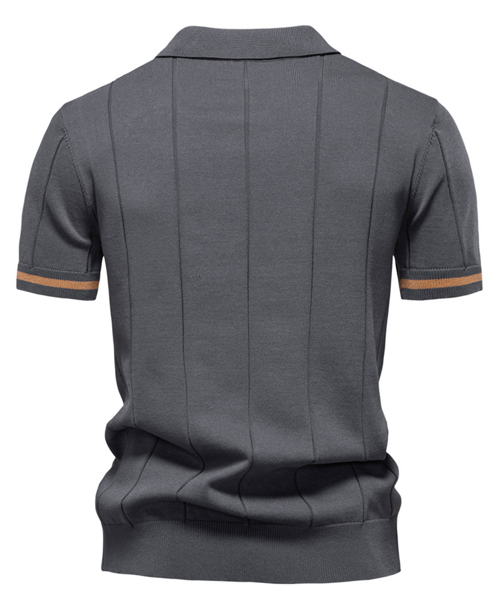 Zipper Knit Polo Shirts Men's Short Sleeve Classic T-Shirt Summer Half Zip Poloshirt Solid Color Tee Shirts