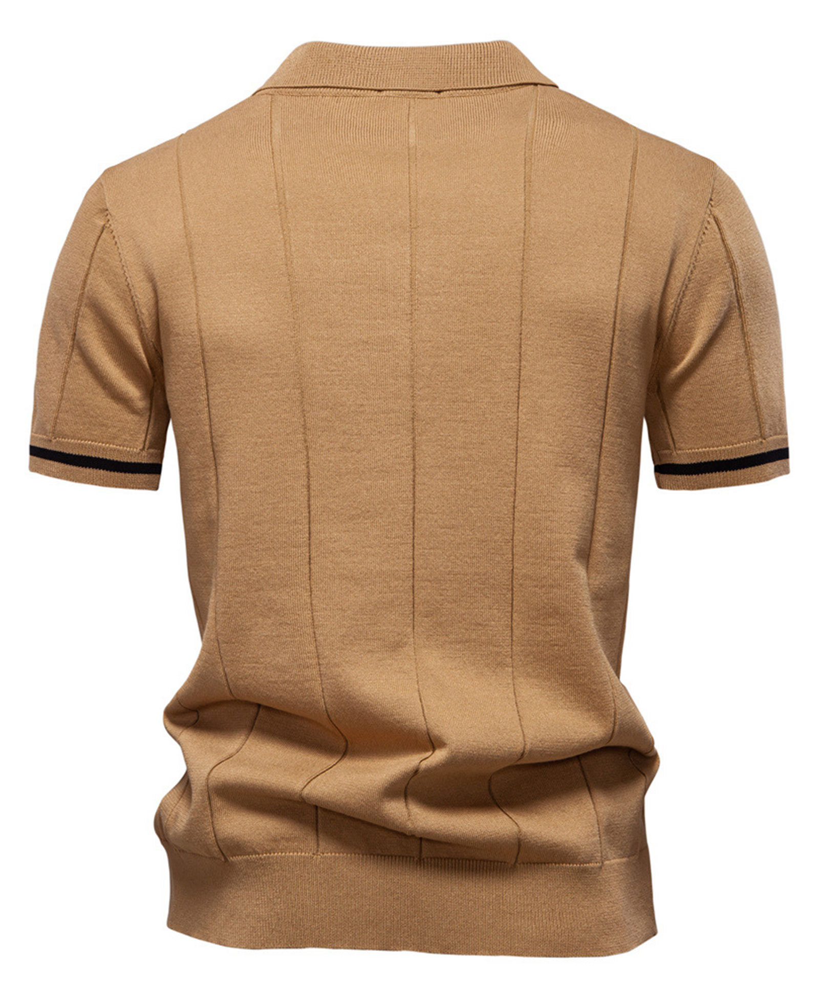 Zipper Knit Polo Shirts Men's Short Sleeve Classic T-Shirt Summer Half Zip Poloshirt Solid Color Tee Shirts